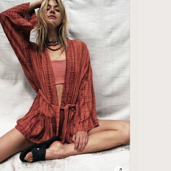 Free People FP One Sasha Tie Dye Kimono Pink Combo Size Medium/Large M/L - Picture 1 of 7